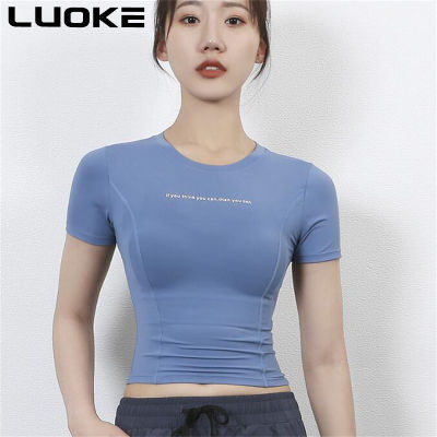Luoke เสื้อโยคะของผู้หญิง,เสื้อยืดแขนยาวสำหรับใส่วิ่งออกกำลังกายฟิตเนสกีฬาแฟชั่นใหม่
