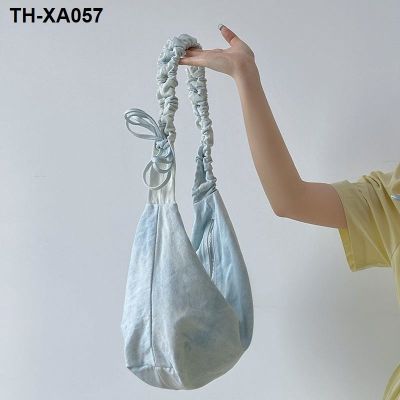 Canvas bag womens summer literature and art niche texture messenger tie-dye 2023 new trendy commuting all-match dumpling