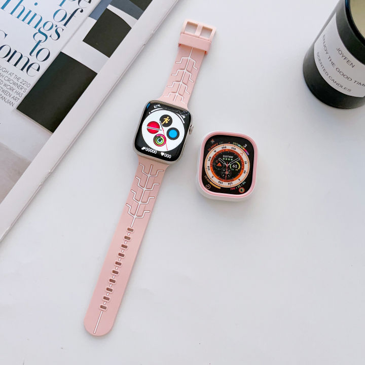 สายแถบซิลิโคน49มม-และเคสสำหรับ-apple-watch-41มม-45มม-40มม-44มม-สร้อยข้อมือชุด8-7-6-se-5-4-3-8อัลตร้า42มม