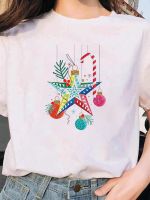 เสื้อยืดผ้าฝ้ายผู้หญิง Tees Santa Claus 90S คริสต์มาส Merry Christmas พิมพ์เสื้อยืด90S ผู้หญิงตามสมัยนิยมแนวโน้ม Tee Travel แขนสั้น T เสื้อ Top Tee