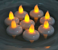 12pcs Waterproof Flameless Float LED tealight battery operated wwater-activate sensor candle wedding Christmas pool decor-Amber