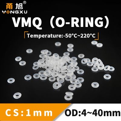 VMQ O Ring Seal Gasket Thickness CS1mm OD4-40mm Silicone Rubber Ring Insulation Waterproof Washer Green Non-toxic White Plumbing