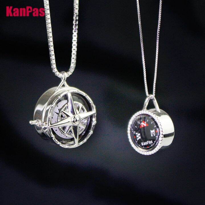 huilopker-ผู้ถือกุญแจหรูหราใจเข็มทิศออกแบบ-kanpascompass-นักผจญภัยในเข็มทิศทำงานสำหรับ925สเตอริง-เข็มทิศ-เงิน