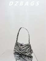 French armpit bag 2023 autumn and winter new niche design retro fashion plush zebra pattern gray handbag 【JYUE】