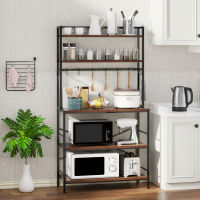 FATIVO ชั้นวางของในครัว Kitchen Storage Shelf with 10pcs Hook ชั้นวางคร่อมไมโครเวฟ ชั้นวางอเนกประสงค์