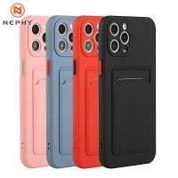 [HOT P] กระเป๋าใส่ของการ์ดทนต่อแรงสั่นสำหรับ iPhone 12 11 Pro Max X XR XS 7 8 Plus ฝาครอบโทรศัพท์มือถือ SE2ซิลิโคนสีดำสีแดงสีชมพูธรรมดา