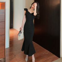 Real shot temperament retro one-shoulder strap polka dot dress  summer new fashion ladies one word shoulder slim strap dress