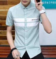 Style &amp; Co เสื้อเชิ้ตคอปก แบบติดกระดุม Mens Korean Summer Short Sleeved Shirt