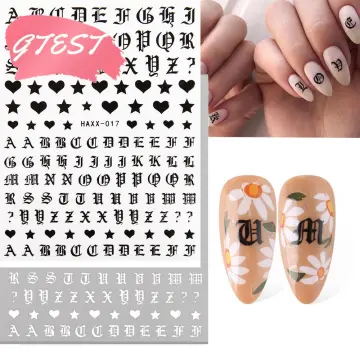 Set Colorful 26 Alphabets Nails Sticker DIY Manicure Adhesive