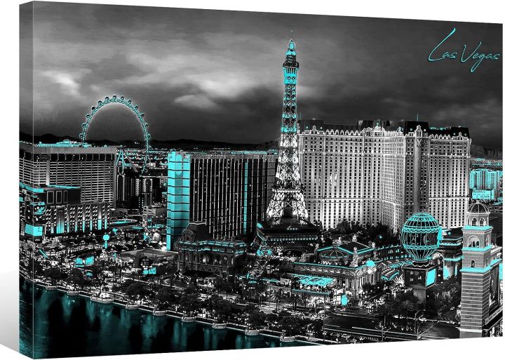 Las Vegas Canvas Print Night City Wall Art Panoramic Las Vegas 