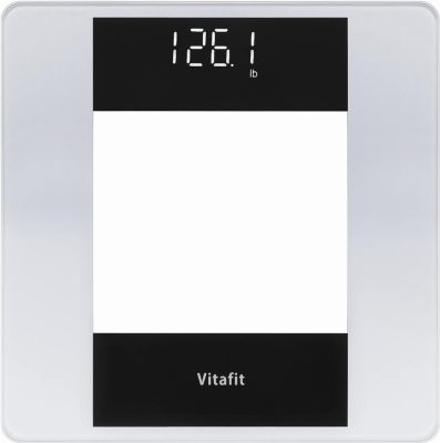 Vitafit Digital Body Weight Bathroom Scale, Weighing Professional Since 2001, Crystal Clear LED and Step-On, Batteries Included, 400lb/180kg, Silver Weight Scale Silver