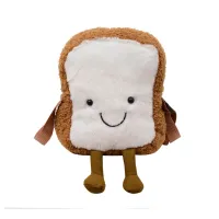 Bread Plush Purse Messenger Bag ใช้ในสำนักงานโรงเรียนท่องเที่ยวช้อปปิ้งออกเดทขนมปังปิ้งกระเป๋าสะพายข้างน้ำหนักเบา