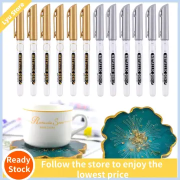 2-6pcs Metallic Pen Gold Silver Resin Drawing Pen Acrylic Paint DIY Epoxy  Resin Mold Highlights