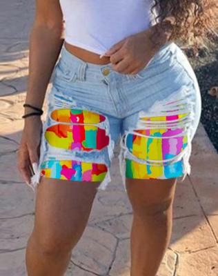 Shorts Jeans for Women 2023 New Trend Street Casual Womens summer shorts Melting Color Printing Matching Stitching Denim Shorts