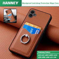 HANNEY Samsung Galaxy A22 A12 A02S A03S A21S A50 A50S A30S A31 A20 A30 A71 A70 A70S A82 M62 F62 4G 5G เปลือกโทรศัพท์มือถือคาร์บอนไฟเบอร์กล่องนามบัตรที่มีแหวนป้องกันการสั่นสะเทือนการป้องกันการตกเมก้าฝาครอบด้านหลัง C1-8