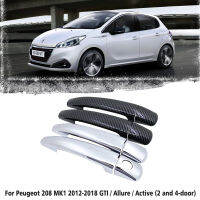 【cw】Black Carbon Fiber Car handle Or ABS Chrome Door Handles Cover for Peugeot 208 MK1 2012~2018 Car Accessories Styling GTI Activehot