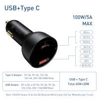 Baseus PD 100วัตต์ชาร์จไฟในรถค่าเร็ว QC4.0 QC3.0 PD 3.0ชาร์จอย่างรวดเร็วสำหรับ 14 13 12 11 Pro Max ซัมซุง XiaoMi ศัพท์