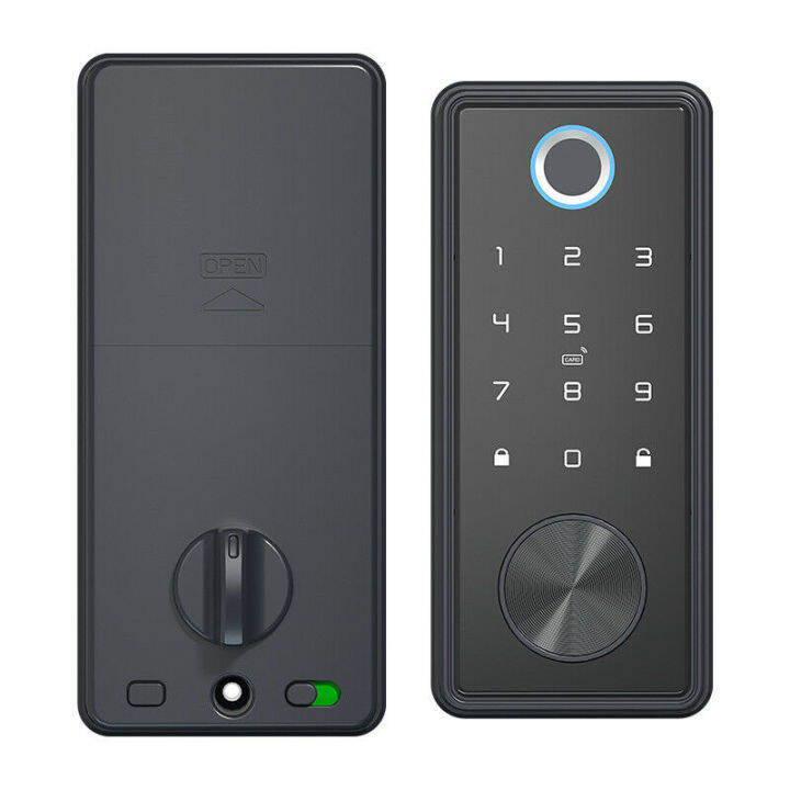 T1 Black Smart Fingerprint Deadbolt Lock Tuya WiFi APP Remote Control