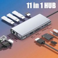 HUB To Hdmi-compatation Adapter USB 3.0 VGA PD RJ45 TF/SD Reader Adapter Dock Splitter Tipe C To HUB untuk Macbook Huawei Xiaomi