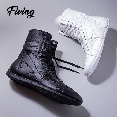 FIVING Boxing Shoes Mens Wrestling Training Shoes Fighting Sanda Strength Gym Short Tube High Top Shoes