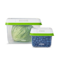 Rubbermaid ชุดกล่องเก็บผัก FRESHWORKS 4 ชิ้นรวมฝา (4.6cups/1L และ 18.1cups/4.2L) 2N55