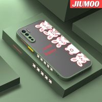 JIUMOO เคสสำหรับ OPPO A91 F15 Reno 3 4G ลายการ์ตูนน่ารักกระต่ายบางขอบสี่เหลี่ยมด้านข้างดีไซน์ใหม่กันกระแทกมีน้ำค้างแข็งโปร่งใสแข็งเคสมือถือปลอกซิลิโคนคลุมทั้งหมดเคสนิ่มสำหรับป้องกันกล้อง