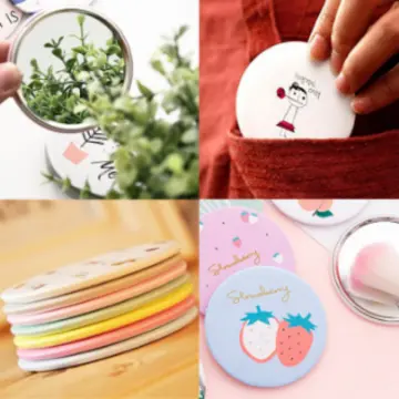 Portable Mini Mirror With Cute Cartoon Pattern For Women Compact