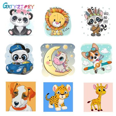 GATYZTORY Frame Cute Animals DIY Numbers Painting Modern Wall Art Picture Kids Paint With Numbers Unique Gift For Home Decor Art