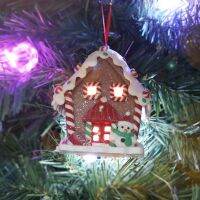 【ร้อน】ของตกแต่งคริสต์มาส GlowingHouse Gingerbread ManPendant Drop Ornaments