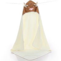 Baby Hooded Bath Towel Cape Cartoon Cow Shaped Bathrobe Wrap Cloak Poncho for Kids Children