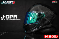 JUST1 HELMET หมวกกันน็อคเรซซิ่งรุ่น J-GPR  ICE BLUE CARBON GLOSS