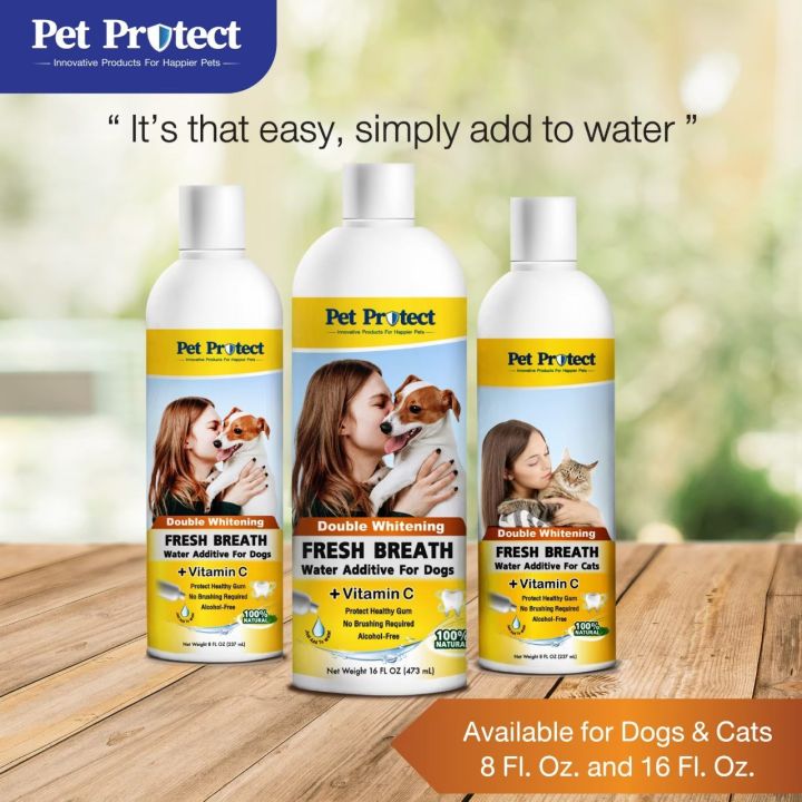 pet-protect-original-formula-สีเหลือง-น้ำยาดับกลิ่นปากสำหรับ-สุนัข-ใช้ผสมน้ำดื่ม-ลดคราบหินปูน-ลดกลิ่นปาก