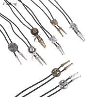 Jiauting วินเทจคาวบอยหมวกโลหะผสม Mens Bolo Tie เชือกหนังยาวสร้อยคอ