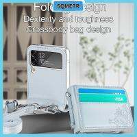 SQMETR เคสหนังกระเป๋าหนังใส่สมาร์ทโฟนคล้องกระเป๋าหิ้วที่ใส่บัตร Galaxy Z Flip3 5G เคสโทรศัพท์แบบมีช่องเสียบฝาครอบป้องกัน Samsung ฝาครอบโทรศัพท์