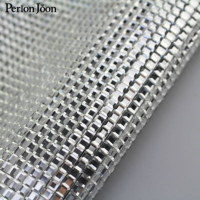 24*40cm Square Glass Rhinestone Mesh Trim Hotfix crystal Fabric Sheets Strass DIY cut Applique For Dress Crafts TR071