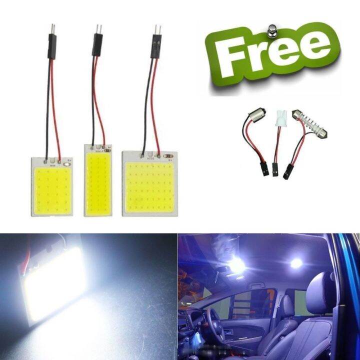 T10 Festoon BA9S LED 12/24/36/48 SMD COB Chip Adapter White 12V LED