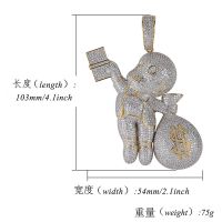 [COD] European and hip-hop cross-border explosive money bag character personality large pendant micro-inlaid zircon mens