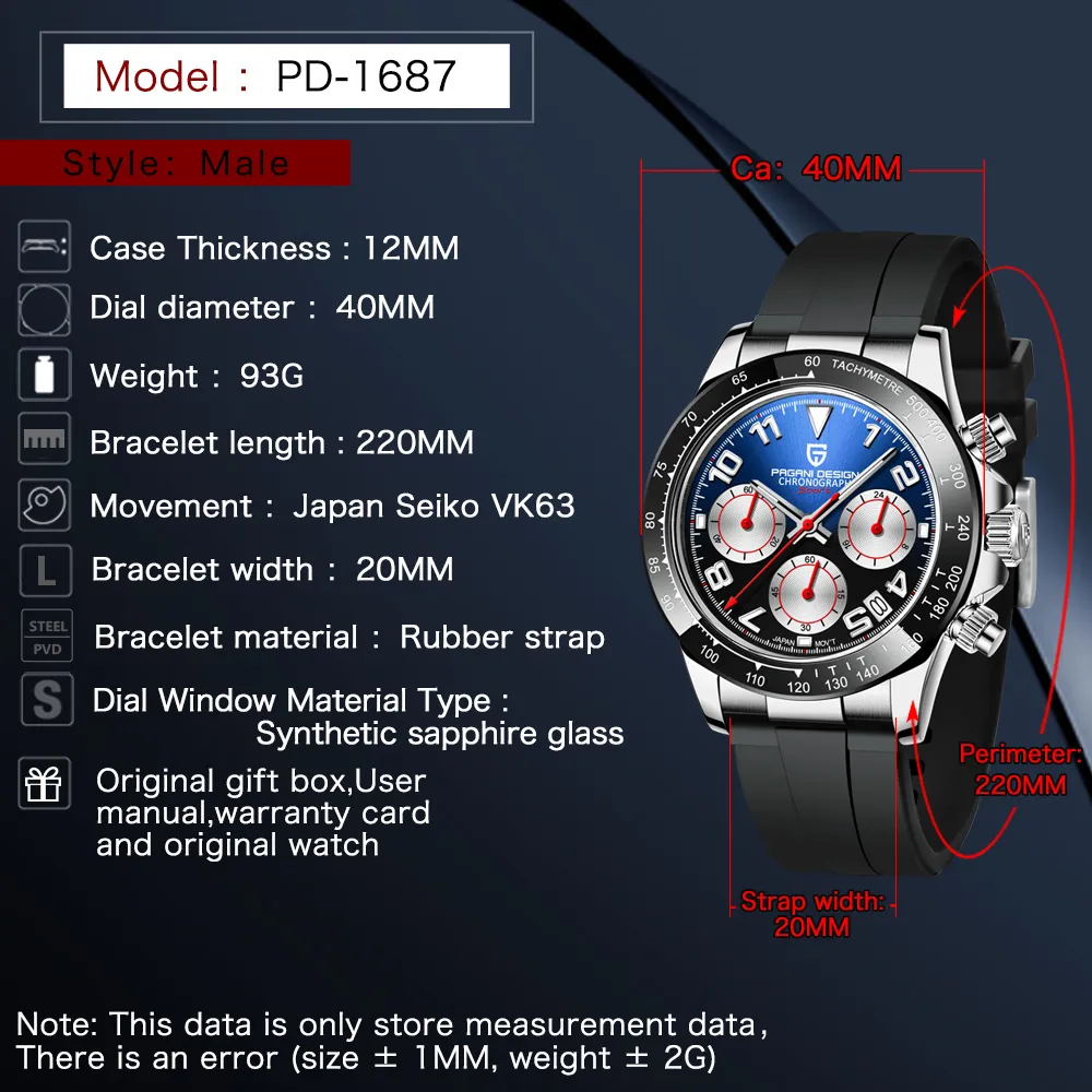 2021 New PAGANI DESIGN Vintage Japan Seiko VK63 Men Quartz Watch Luxury  Men's Watches 100M Waterproof Stainless Steel Chronograph Watch For Men |  Lazada PH