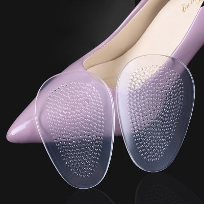 ♞ Insoles Ladies High Heel Shoe Insole Female Half Pad Reduces Friction Pain Silicone Forefoot Pad Anti-skid Foot Care Pads