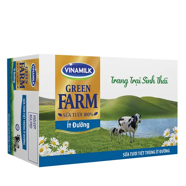 Thùng 48 Hộp Sữa Tươi Tiệt Trùng Vinamilk Green Farm Ít Đường - Lốc 4 Hộp  180Ml | Lazada.Vn
