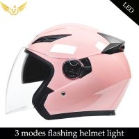 【LZ】✴☋  Lente dupla proteção uv capacete da motocicleta vespa inteligente retro snapback mulheres moto 3/4 rosto aberto ciclomotores capacete