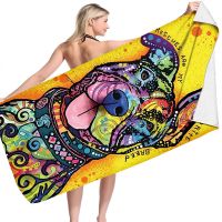 160x80cm Cartoon Dogs Cats Double Sides Microfiber Beach Towel for Adults Light weight Towel Outdoor Pool Towel for Swimming