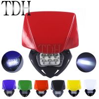 ♙♈มอเตอร์ครอสลุยโคลนไฟหน้ารถมอเตอร์ไซค์แบบ LED สีแดงพร้อมหน้ากากป้องกันสำหรับฮอนด้า CR125R เอ็กซ์อาร์ซีอาร์เอ็ฟ MTX XLR 250 450 CR125 CR85 CR80 CR250 480 R/rb/m