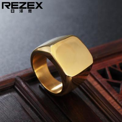 REZEX เครื่องประดับยอดนิยมแหวนสามสีแหวนไทเทเนียมสำหรับผู้ชายมันวาวที่เรียบง่าย