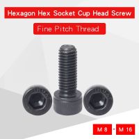 1 Buah Sekrup Tutup Kepala Soket Segi Enam Hex Benang Halus M8 M10 M14 M16 Baut Allen Baja Karbon Hitam Pitch 1.0/1.25/1.5