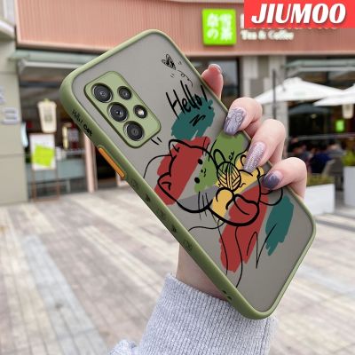 JIUMOO เคสปลอกสำหรับ Samsung Galaxy A52s 5G A52 4G A52 5G ลายการ์ตูนแมวเรียบง่ายบางฝ้าแข็งกันแรงกระแทกเคสนิ่มขอบซิลิโคนแฟชั่นเคสมือถือคลุมทั้งหมดป้องกันเลนส์กล้อง