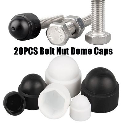 20pcs M4 M5 M6 M8 M10 M12 Black White Dome Protection Cap Covers Exposed Hexagon Plastic PE Nut Bolt Nails Screws Fasteners
