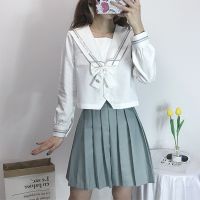 White jasmine JK uniform jacket all-match pleated skirt pure soft girl student wear class college wind suit female