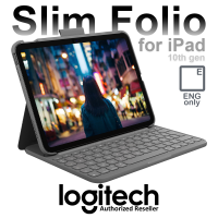 Logitech Slim Folio for iPad (10th gen) เคสคีบอร์ด สำหรับไอแพด รุ่น 10 เป็นต้นไป (แป้นภาษาอังกฤษ) ของแท้ ประกันศูนย์ 1 ปี