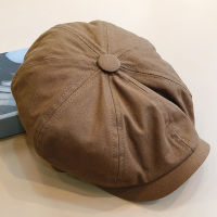 ชุดหมวกหน้าร้อนกันแดดย้อนยุคสไตล์อังกฤษสำหรับผู้ชายม้าลายหมวกเบเร่ต์สีทึบจิตรกร